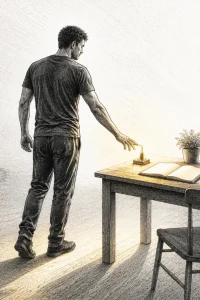 Atlas field-note illustration for exercise before focused work