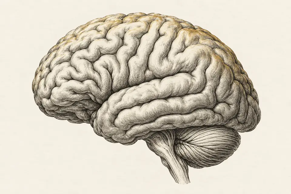 Engraved illustration of the human brain.